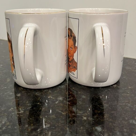 Vintage Kellogg's Kids Norman Rockwell Corn Flakes Mugs - Set of Two - Picture 6 of 8